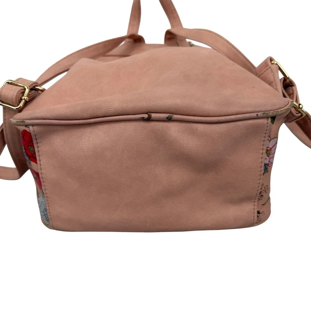 Big Buddha Floral Mini Backpack Pink Faux Leather Gold Hardware‎ Small Bag